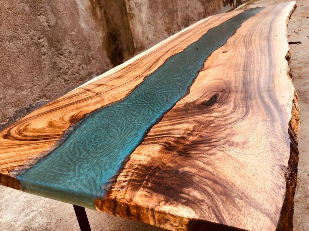 Epoxy Resin Live Edge Solid Wood Table