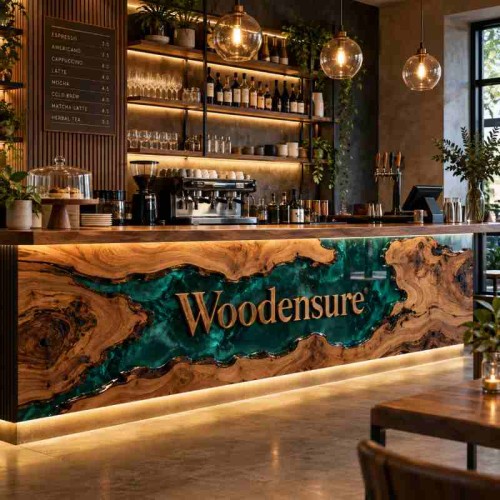 Custom Epoxy Branded Panel for Café & Bar Counter