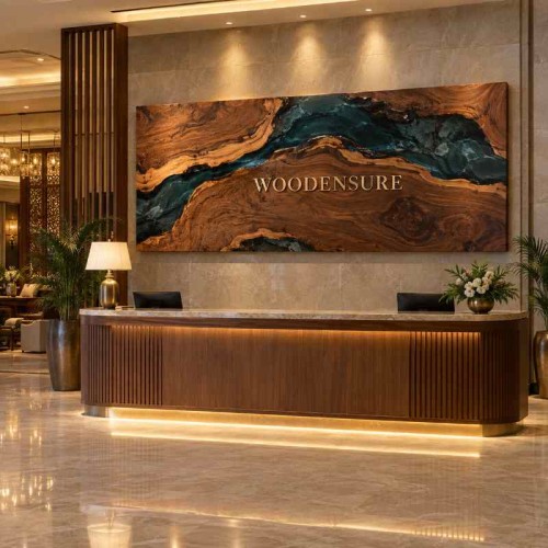 Custom Epoxy Branded Reception Panel for Hotel Reception