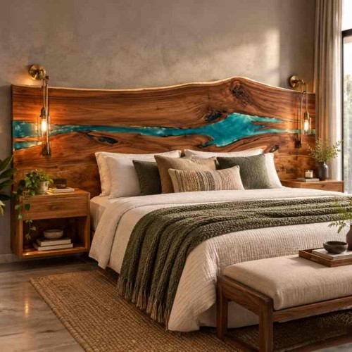 Epoxy Bed Headboard for Luxury Bedroom Interiors