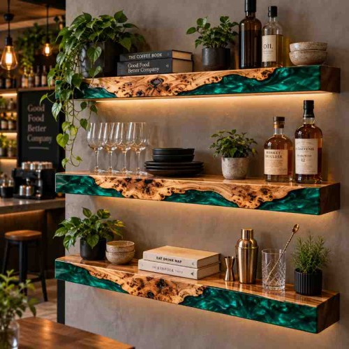 Epoxy Wall Shelves for Café & Bar