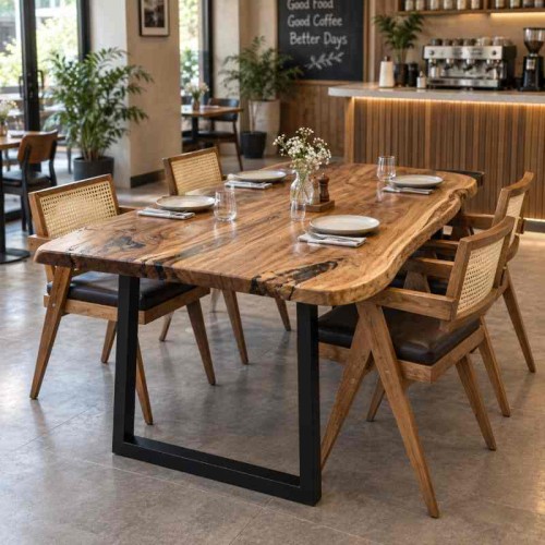 Live-Edge Dining Table for Café