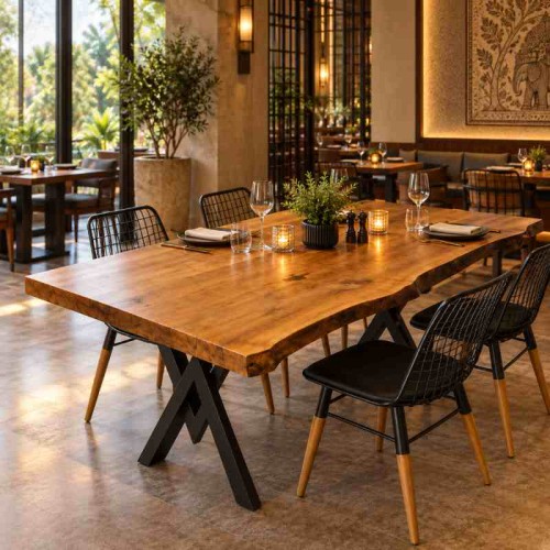 Live-Edge Dining Table for Hotel Restaurant