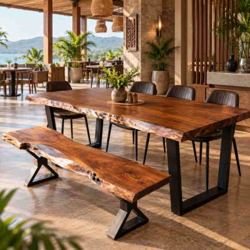 Live-Edge Dining Table for Resort Dining Area