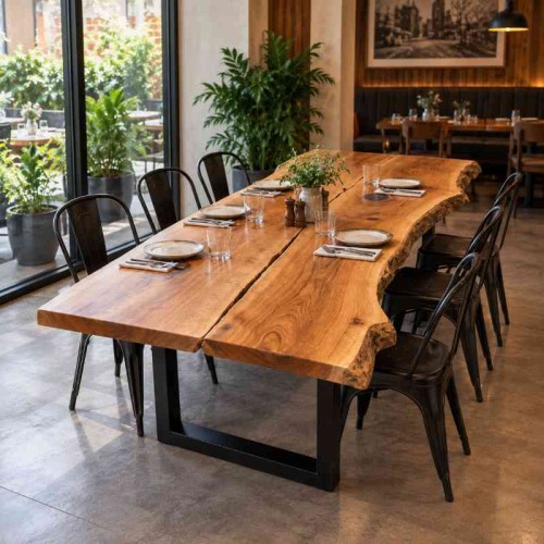 Live-Edge Dining Table for Restaurant