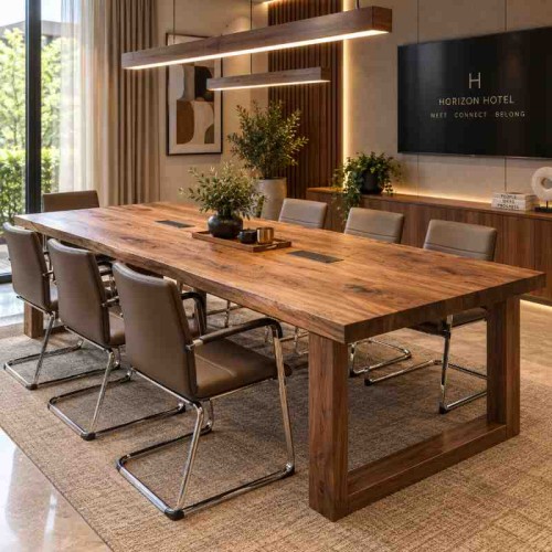 Solid Wood Dining Table for Hotel Conference Room