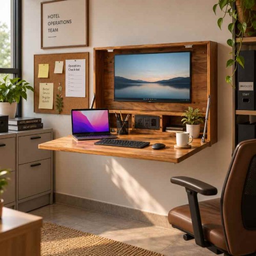 Wall-Mounted Table for Hotel Back Office