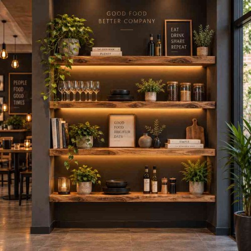 Wall Shelves for Restaurant Display Area