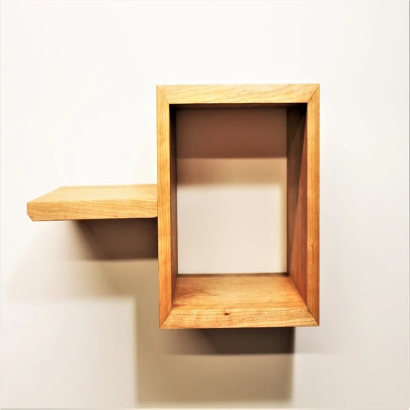 Floating Cube Storage. Set in Wood with Wall Shelf