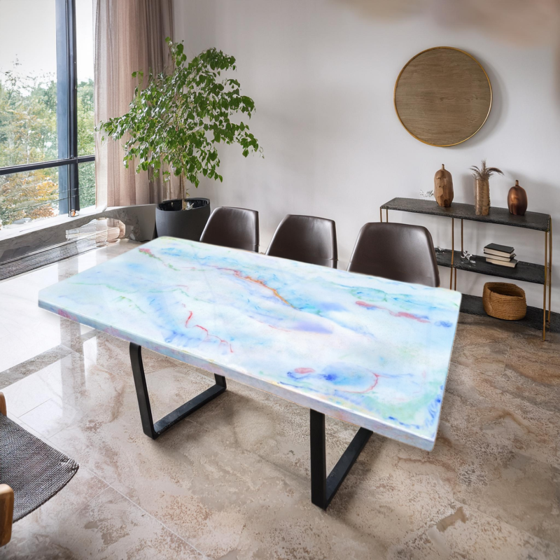 Modern White Epoxy Dining Table Buy Wooden Furniture Online at