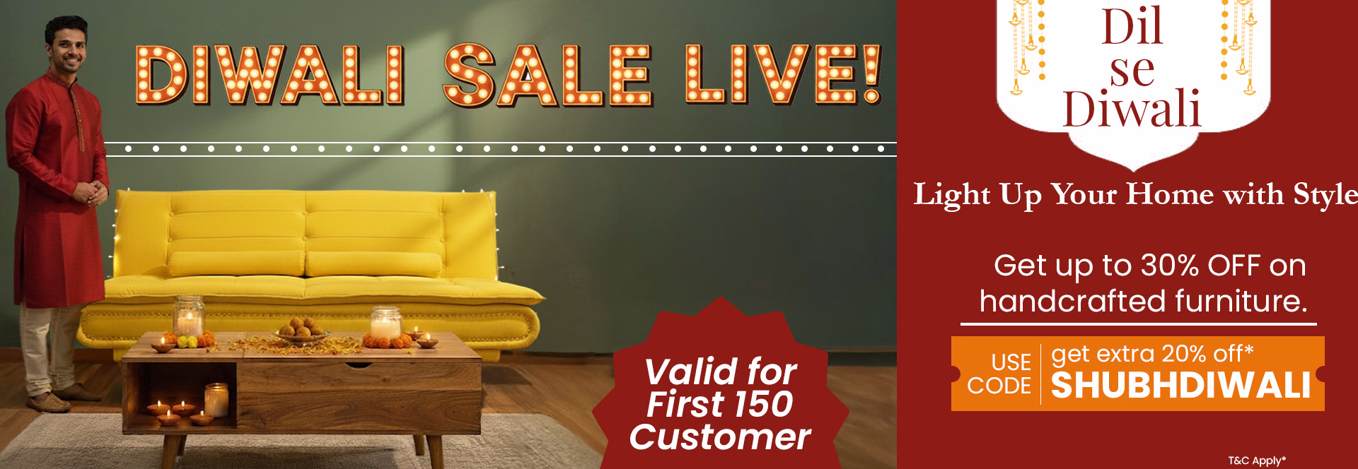 diwali furniture sale offer 2025 banner
