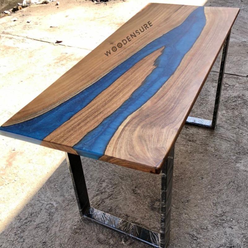 Blue River Epoxy Side Table . Center Table .Double Rive...