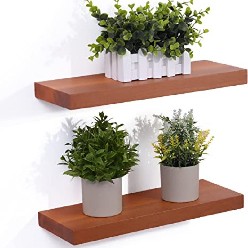  Floating Shelves Set of 2 Solid Acacia Wood . Designer...