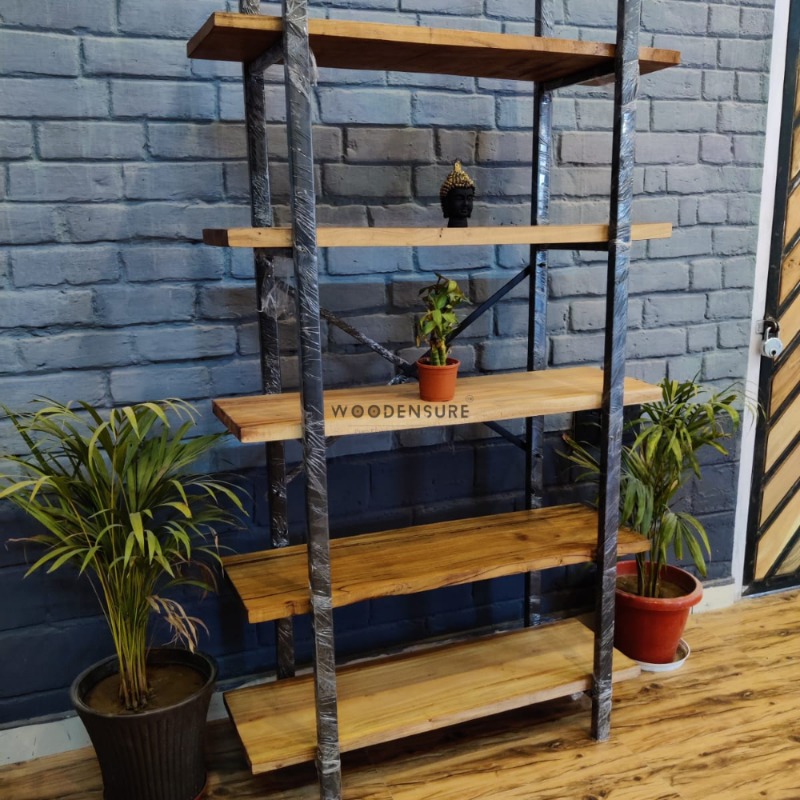 Angular Book Shelve Metal & Solid Wood