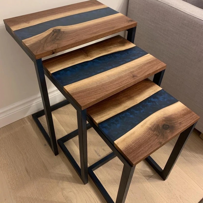 Epoxy Resin Nesting Table Set of 3