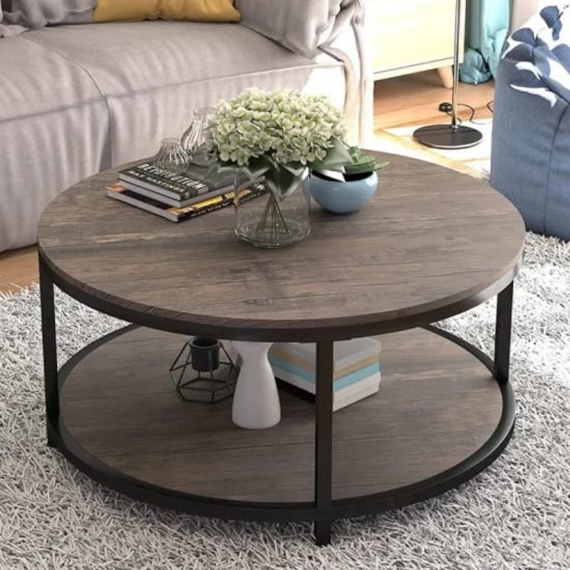 Modern Round Wooden Center Table | Solid Wood Center Table | Modern Round Wooden Center Table