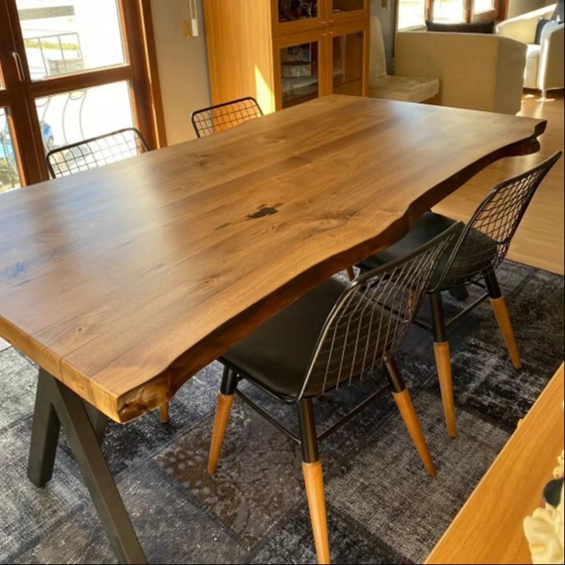 Natural grains Dining Table Live Edge Dining Table With...
