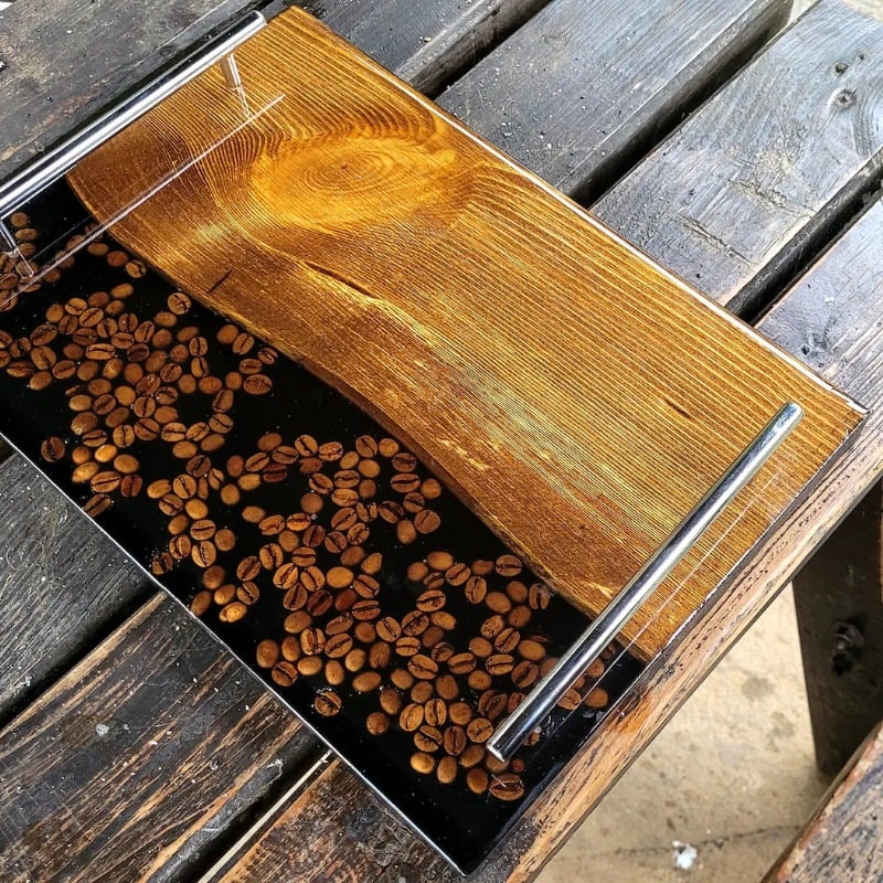 Epoxy Tray Wıth Coffee Beans İnside