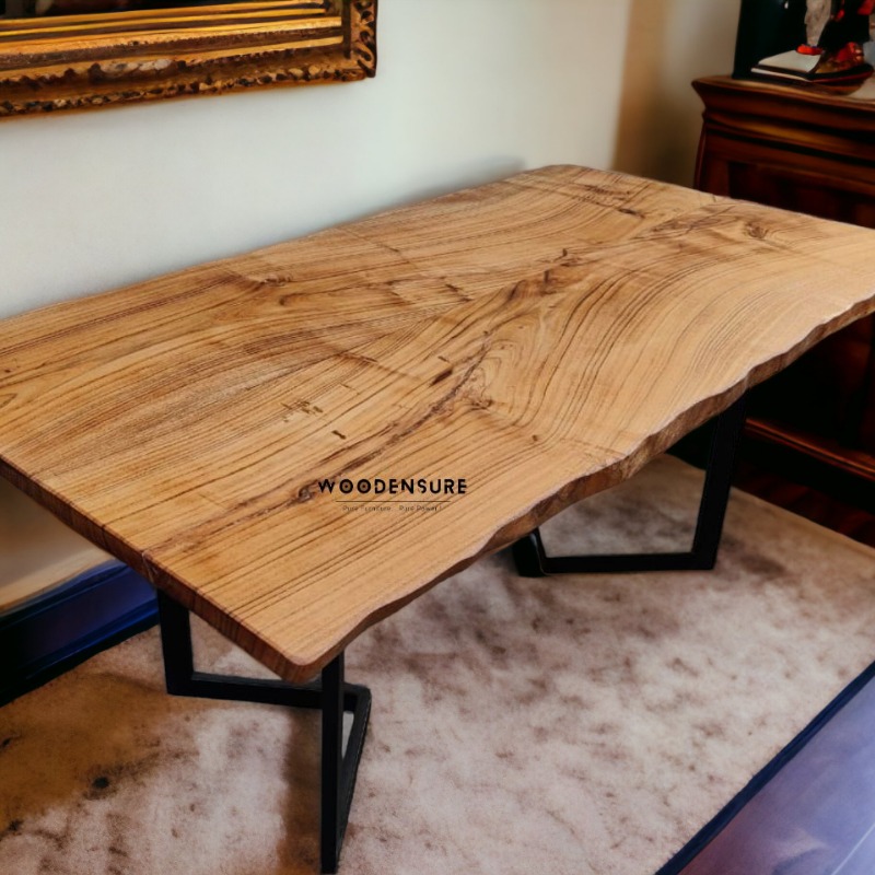 Woodensure Rustic Charm Live edge Dining table 6 Seater... | Live Edge Dining Table | Woodensure Rustic Charm Live edge Dining table 6 Seater...