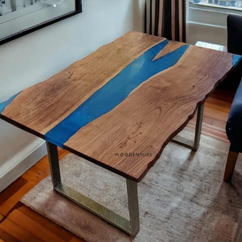 Ocean's Edge Dining Table Blue Epoxy Resin Dining Table | Epoxy Resin Dining Table | Ocean's Edge Dining Table Blue Epoxy Resin Dining Table