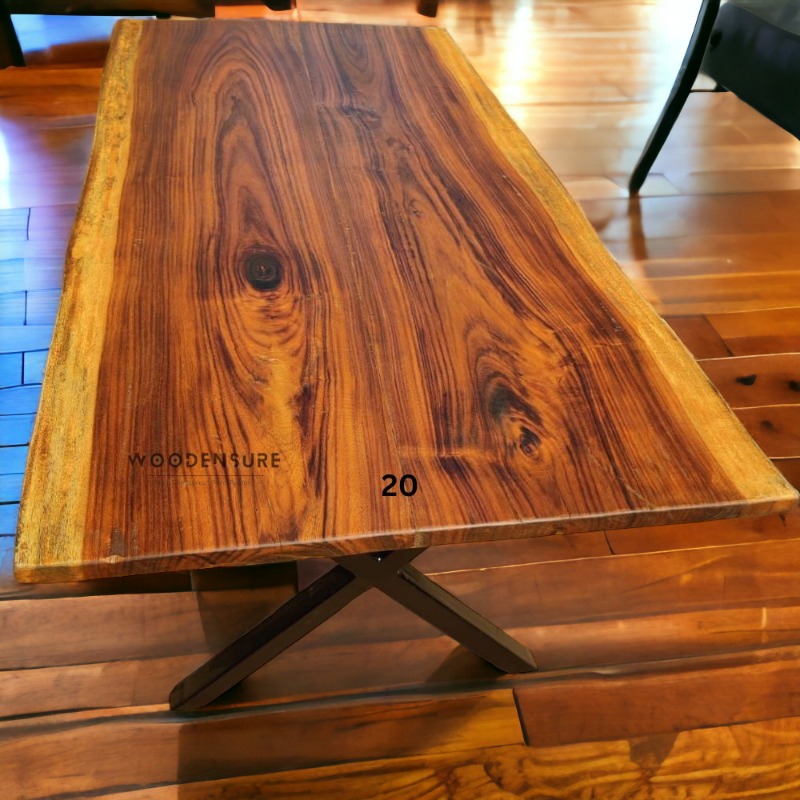 Timberland Live Edge Solid Wood & Metal Frame Base Rust...