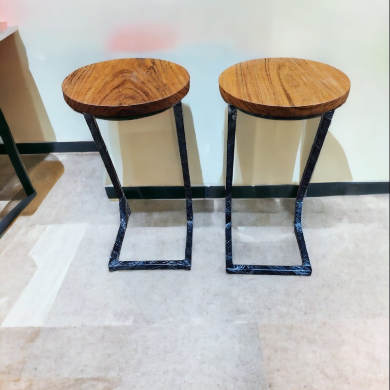 Woodensure Solid Wood Round Bar Stool | Chair | Woodensure Solid Wood Round Bar Stool