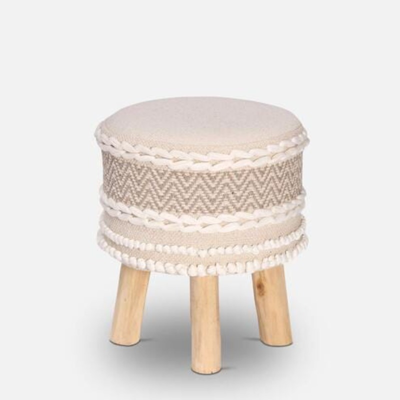 White Knitted Cotton Pouf