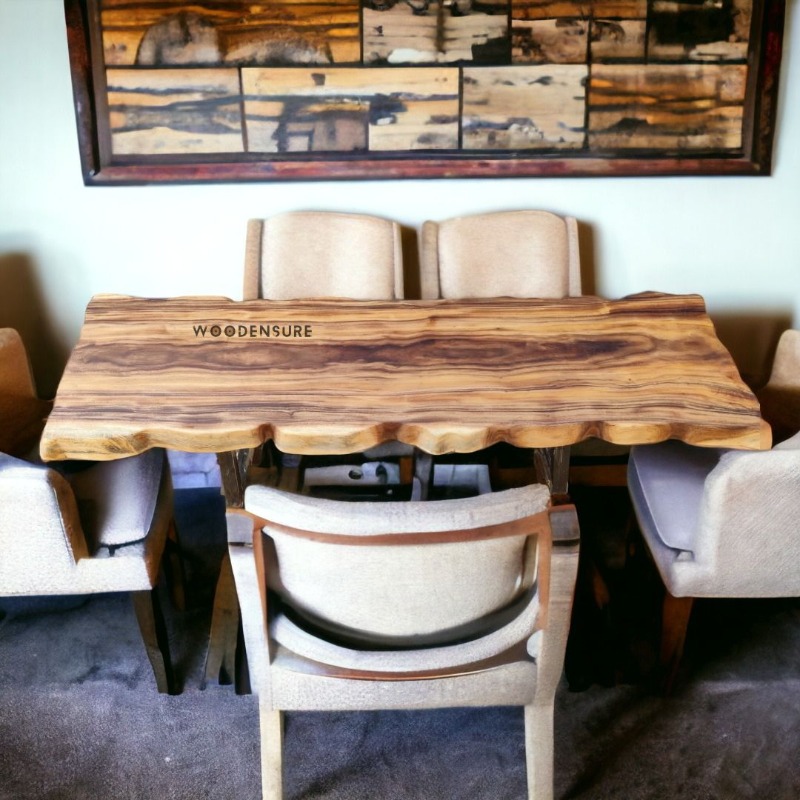 Raw Wood Edge Dining Table | Live Edge Dining Table | Raw Wood Edge Dining Table