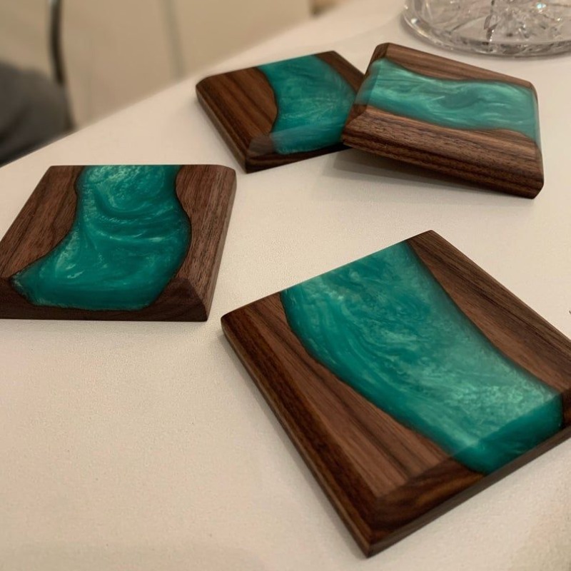 Green Beach Coasters Made of Resin