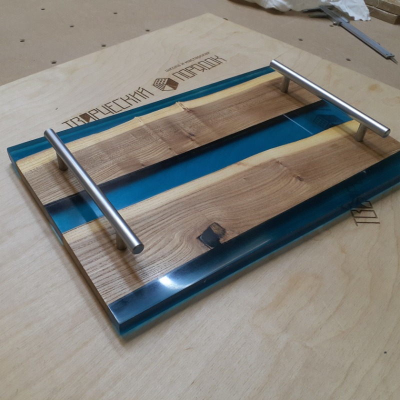 Blue Epoxy River Serving Tray