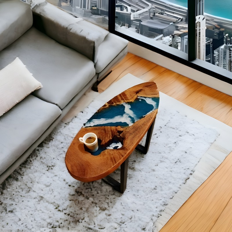 Surfboard Epoxy Resin River Center Table | Resin Epoxy Center Table | Surfboard Epoxy Resin River Center Table