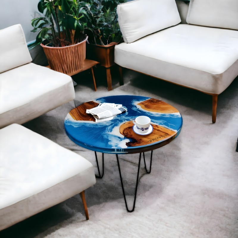 Woodensure Island Epoxy Resin Center Table Epoxy River Coffee