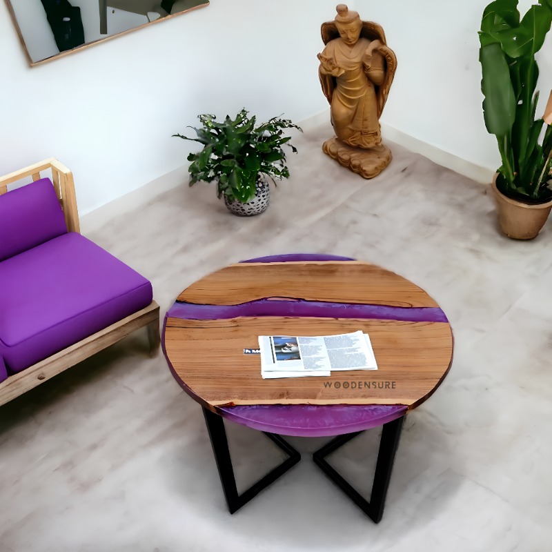 Woodensure Royal Amethyst Epoxy Resin Center Table Live... | Resin Epoxy Center Table | Woodensure Royal Amethyst Epoxy Resin Center Table Live...