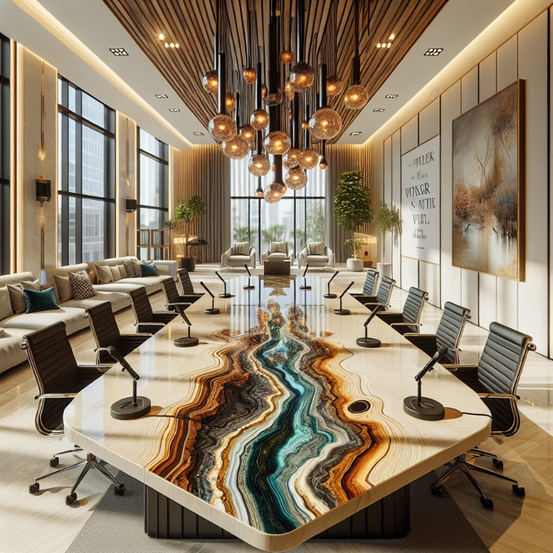 Buy Rustic Solid Wood Live Edge Epoxy Resin Office Table