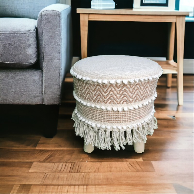 Lavish Cotton Ottoman Round Stool Pouffe Footstool Chai... | Poufs Stool | Lavish Cotton Ottoman Round Stool Pouffe Footstool Chai...