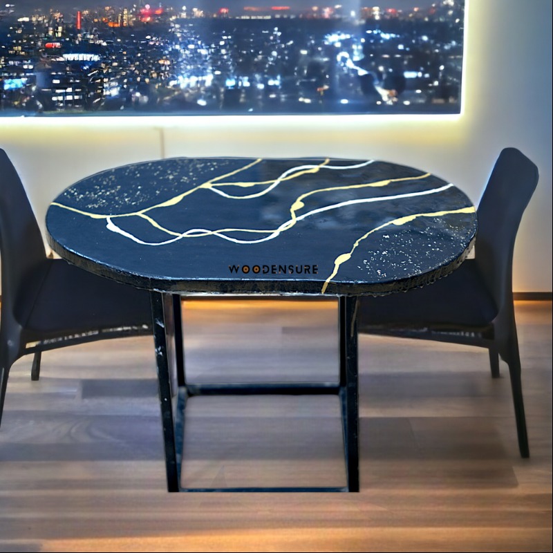 Black And Golden Epoxy Resin Center Table