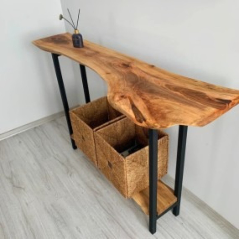 Live edge Console Table With Metal base frame