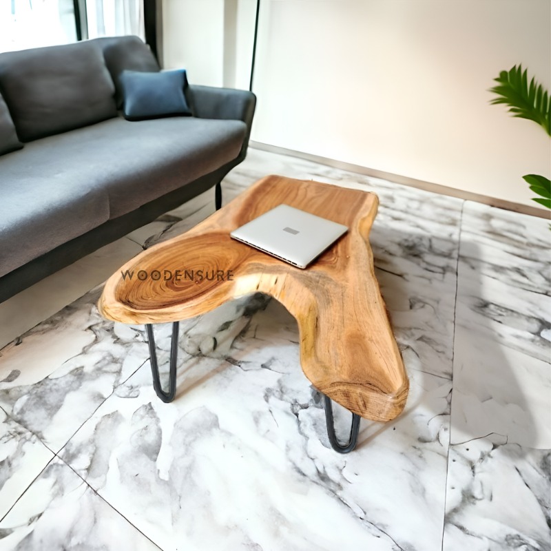 Woodtop Live Edge Center Table With Metal Legs | Live Edge Center Table | Woodtop Live Edge Center Table With Metal Legs