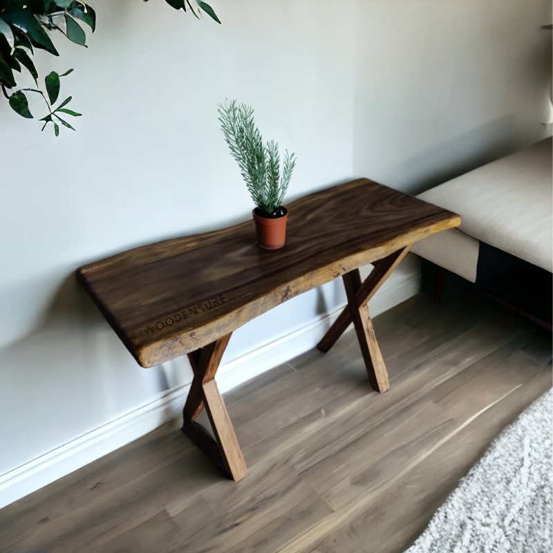 Nature's Wooden Live Edge  Console Table