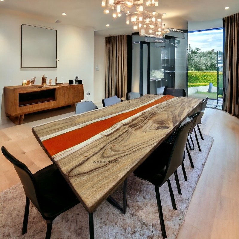 Pantone Epoxy Resin Solid Wood Dining Table | Epoxy Resin Dining Table | Pantone Epoxy Resin Solid Wood Dining Table