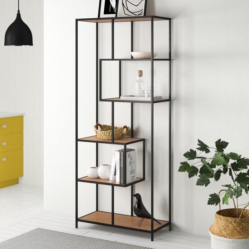 Modern Solid Wood & Metal Frame Side Book Shelf | Shelf | Modern Solid Wood & Metal Frame Side Book Shelf
