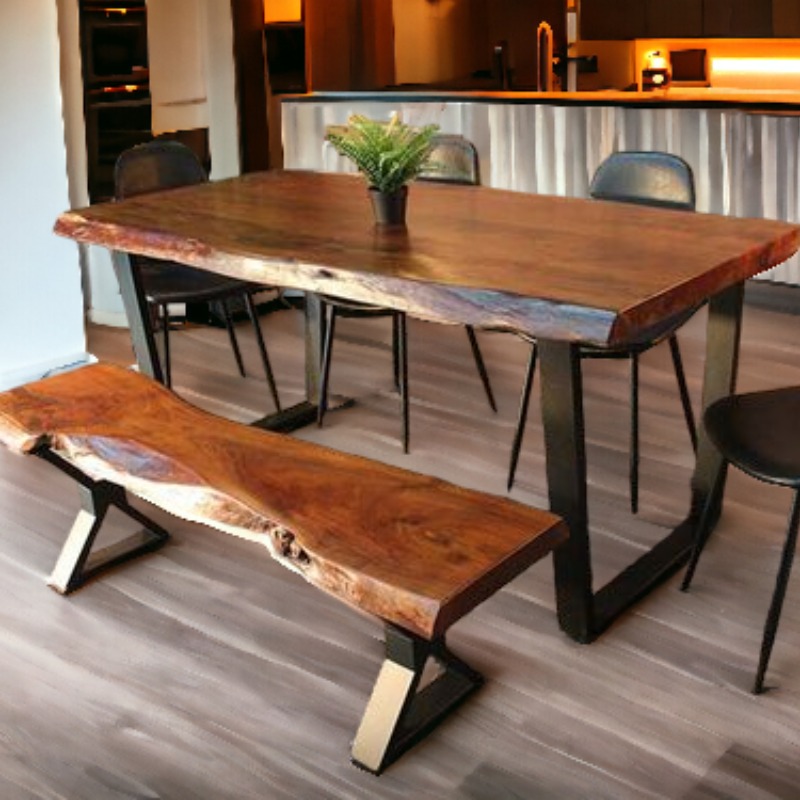 Raw Wood Edge Dining Table | Live Edge Dining Table | Raw Wood Edge Dining Table