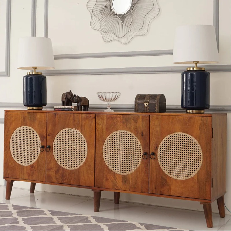 Orbit Solid Wood Sideboard and  4 Door Cabinets With Ca...