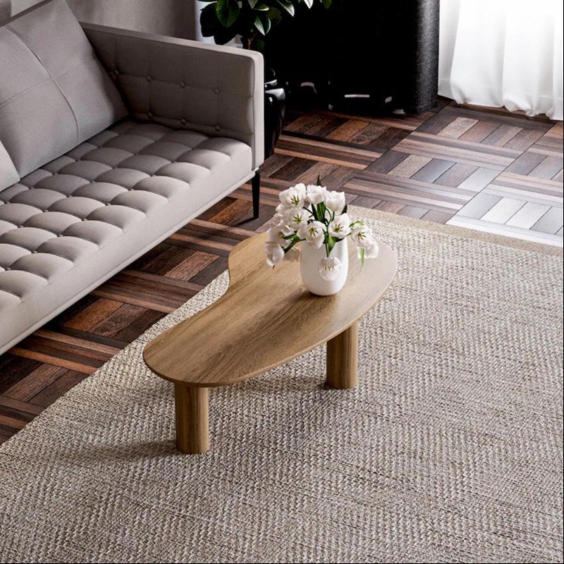 Wedge Solid Wood Coffee Table With Wooden Legs