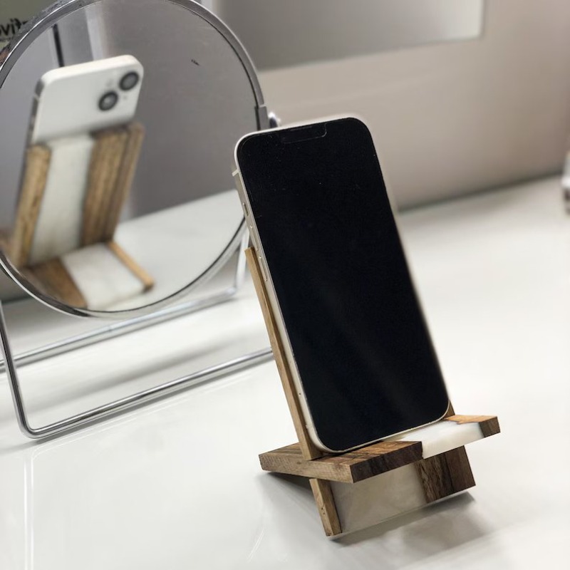 Grove Epoxy Resin Solid Wood Phone Holder Stand