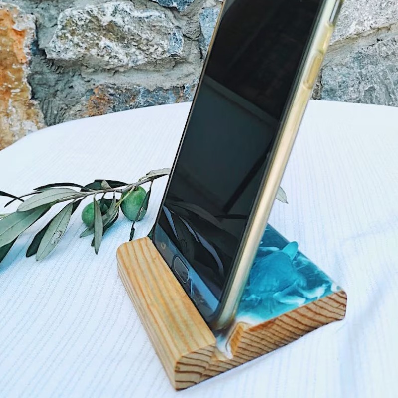 River Epoxy Resin Solid  Wood Phone Holder | Device Accessories | River Epoxy Resin Solid  Wood Phone Holder
