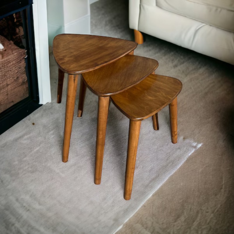 Tria Solid Wood Nesting Table Set of 3 | Solid Wood Nesting Table | Tria Solid Wood Nesting Table Set of 3