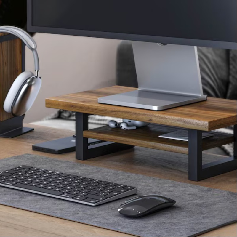 Decorous Solid Wood Metal Frame Desktop Monitor Stand O... | Workplace Accessories | Decorous Solid Wood Metal Frame Desktop Monitor Stand O...