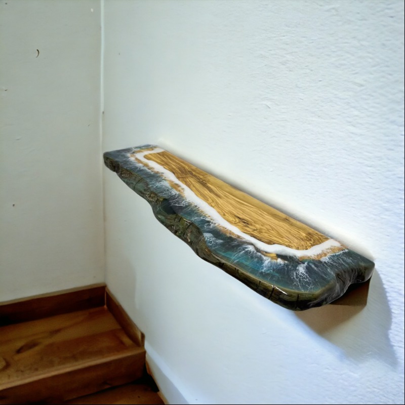 Shoreline Epoxy Resin Live Edge Solid Wood Shelf | Shelf | Shoreline Epoxy Resin Live Edge Solid Wood Shelf