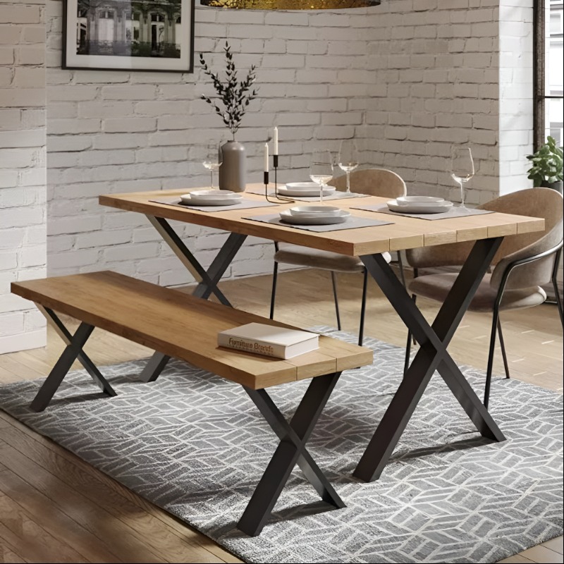 Homage Live Edge Dining Table With Bench | Solid Wood Dining Table | Homage Live Edge Dining Table With Bench